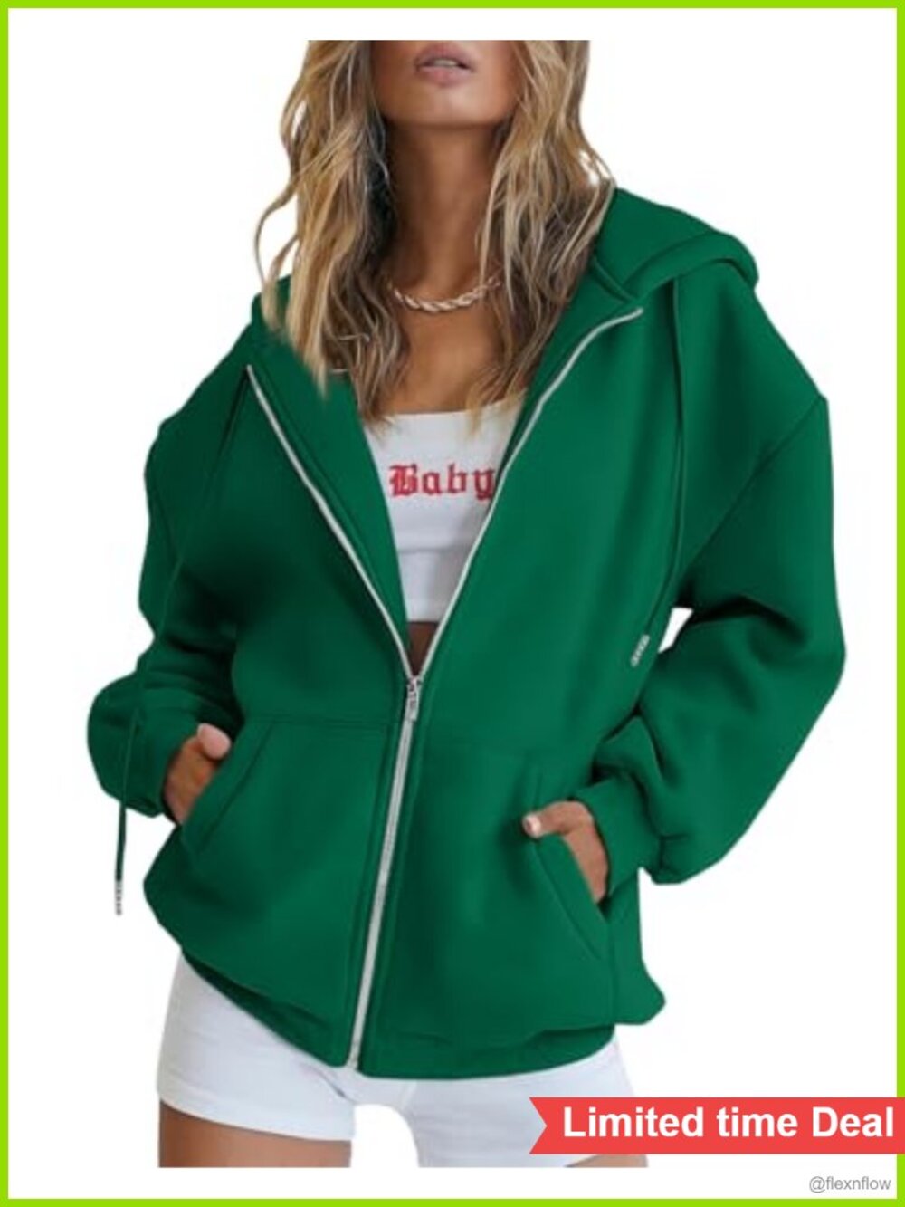 Women's Fleece Hoodie Zipper Oversized Fleece Sweatshirt
